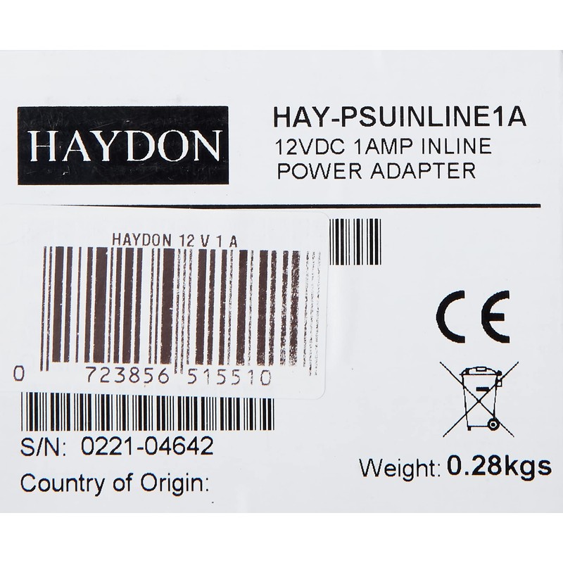 Haydon 12 V 1 A Inline CCTV Power Supply