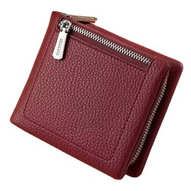 Women's Wallet with Coin Compartment - Credit Card Holder Women's Leather Wallet with Zip and Many Compartments RFID Protection Card Holder Zip Wallet Card Holder for Women (Red), red