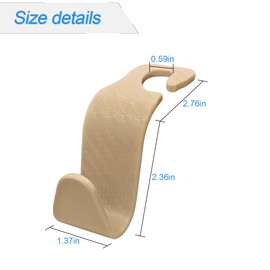 Osilly Car Seat Headrest Hook, 4 Pack Auto Seat Hanger Storage Organizer for Purse Handbag Coats Grocery Bags, Car Interior Accessories, Universal Vehicle Backseat Plastic Hanging Hook (Beige)
