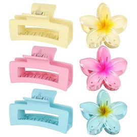 Lumbor37 Juego de 6 Pinzas para Cabello de Mujer, Pinzas para el Cabello de Flor, Pinzas para el Cabello con Flores Hawaianas, Fiestas