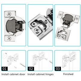 Redunest 3/4 Inch Overlay Soft Close Cabinet Hinges, 50 Pack Slow Soft Close Hinges for Kitchen Cabinets Satin Nickel Hidden Self Closing Kitchen Cabinet Hinges for Cupboard