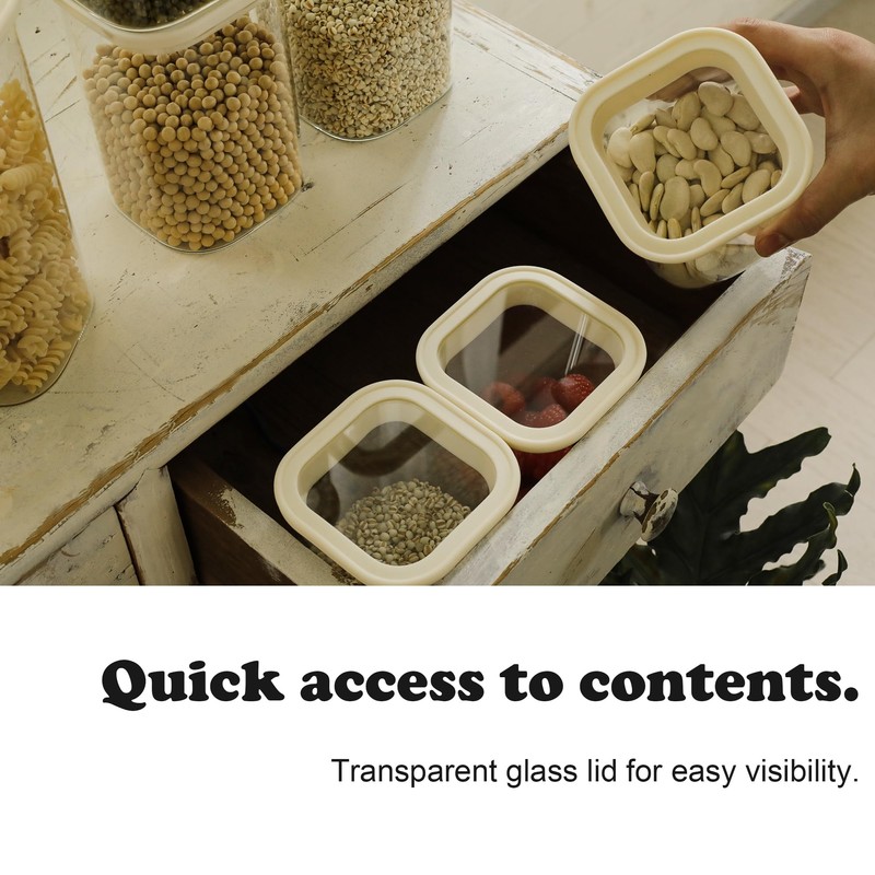 CozNido 8pcs Square Pantry Glass Jars with Clear Airtight Lids