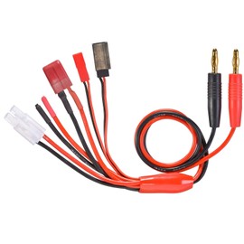 partCore Multi-Ladekabel 5 in 1 Goldkontakt BEC JST FUT JR Tam T Stecker Deans mit Silikonkabel und 4mm Goldstecker