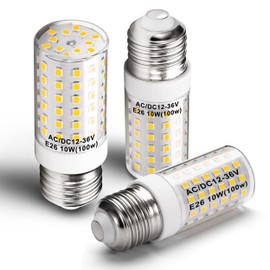 Hylroe 12V 24V E26 Medium Screw Base LED Bulb 10W 4000K Natural White 100 Watt Equivalent Incandescent Low Voltage AC12-36V/DC10-48V for RV Boat Landscape Solar Panel Project Lighting,1000lm,3 Pack