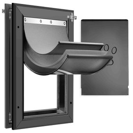 [Petoasis] Heavy Duty Aluminum Dog Door with Lock,3 Flap Insulated Dog Door with Installation Manual,Never Rust (Indestructible)