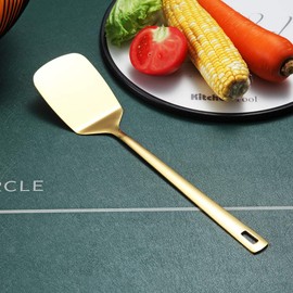 Gold Spatulas, Berglander Solid Turner Titanium Gold Plating,Barbecue Spatulas, Metal Spatulas Turner for Cooking, Kitchen Spatulas, Dishwasher Safe, Easy to Clean