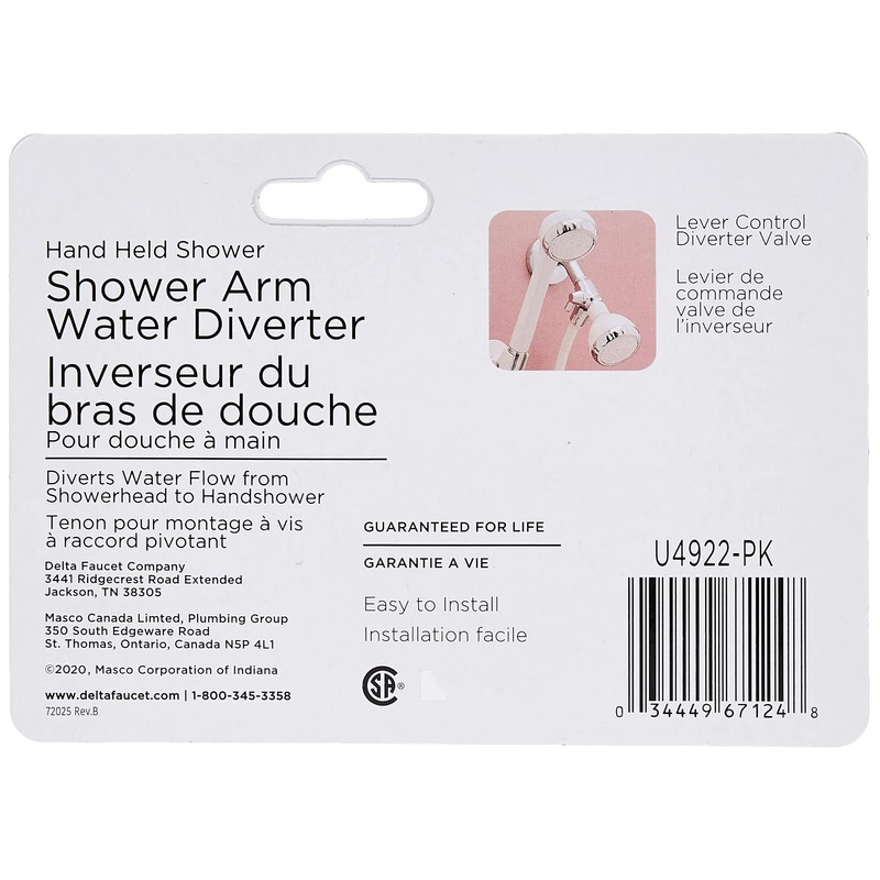 Delta Faucet Shower Arm Diverter for Hand Shower, Chrome