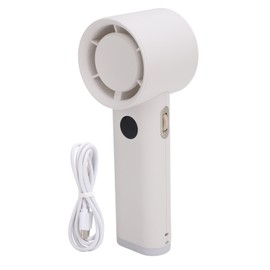 Handheld Fan LED Display Power Adjustable Portable Fan Night Light for Home Outdoor Activities White