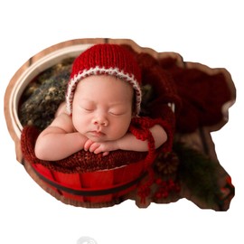 Zeroest Newborn Photography Santa Hat Newborn Christmas Photo Prop Knit Stripe Cap Infant Baby Photoshoot Elf Outfits Boy Girl (Red-03)