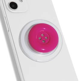 Solid Color Button Phone Grip – Minimalist Design, Durable and Lightweight, Grip and Stand for Smartphones (Hot Pink, Magnetic Type)