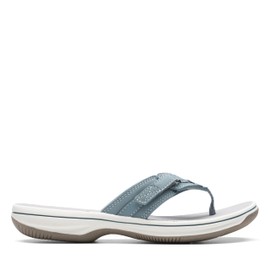 Clarks womens Breeze Sea Flip Flop, Blue Grey Synthetic, 9 US
