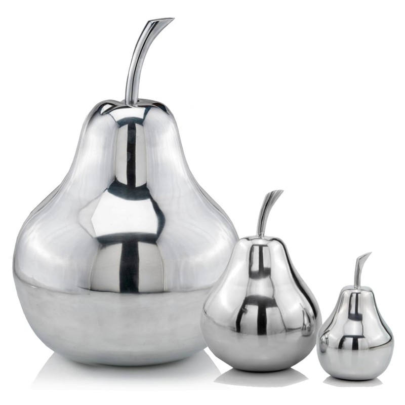 Modern Day Accents Peral Polished Pear, Silver, Fruit, Tabletop, Transitional,