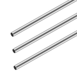 3 Pieces Stainless Steel Round Tube, 304 Seamless Straight Metal Tube, 8mm OD, 0.5mm Wall Thickness, 300mm Length, Industrial Straight Pipe