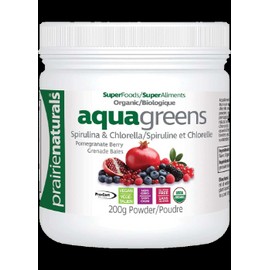 Prairie Naturals Aqua Greens Spirulina & Chlorella (Pomegranate Berry, Organic) - 200g