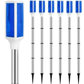 Macarrie 6 Pcs Solar Powered Driveway Markers Reflector Lights Landscape Driveway Reflectors on Poles for Snow Road Outdoor Yard(37 Inch,Blue)