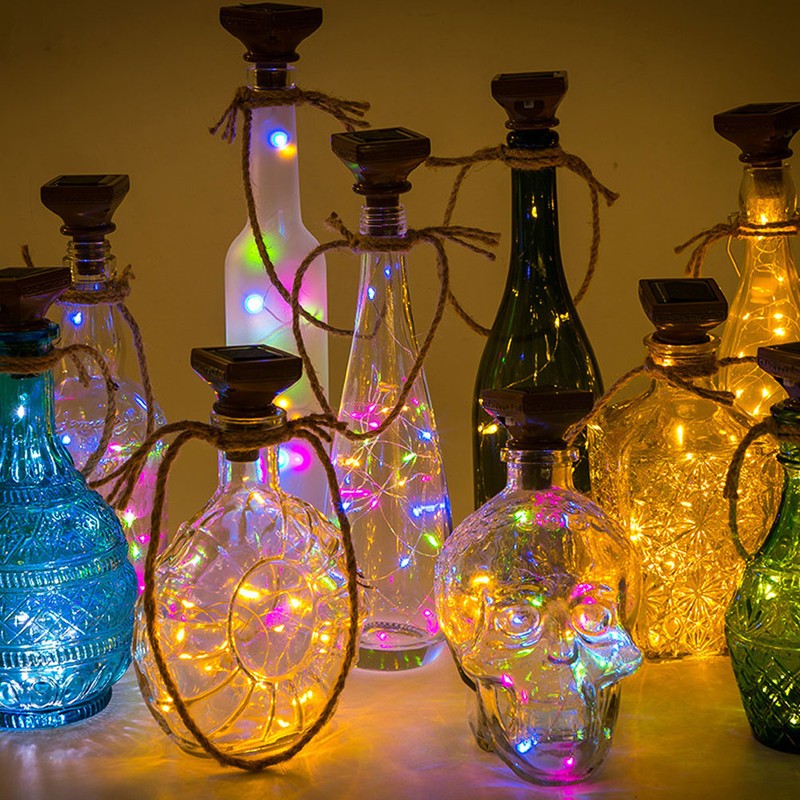 6PCS 20LED Solar String Lights Waterproof Wine Bottle Cork Lamp