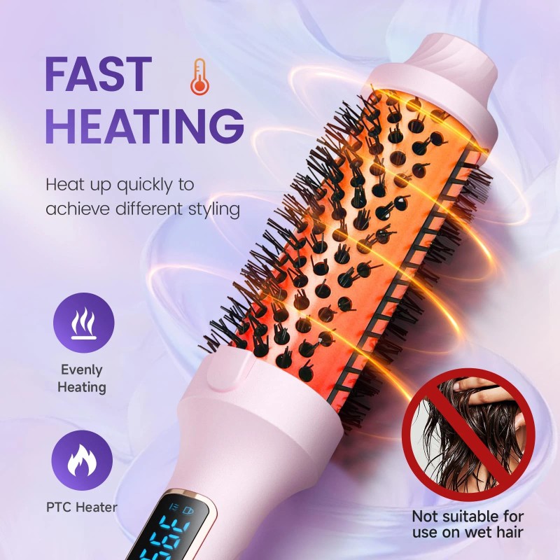 Pritech Thermal Brush 1.5 inch Heated Round Brush Creates Blowout