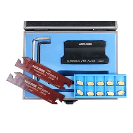 Accusize Industrial Tools 3/4'' Self-Lock Block Sltbn19-5 with 5 Pcs Gtn-3 Inserts, 5 Pcs Gtn-4 Inserts, Blade Ncih26-3 and Blade Nich26-4, 2410-0013