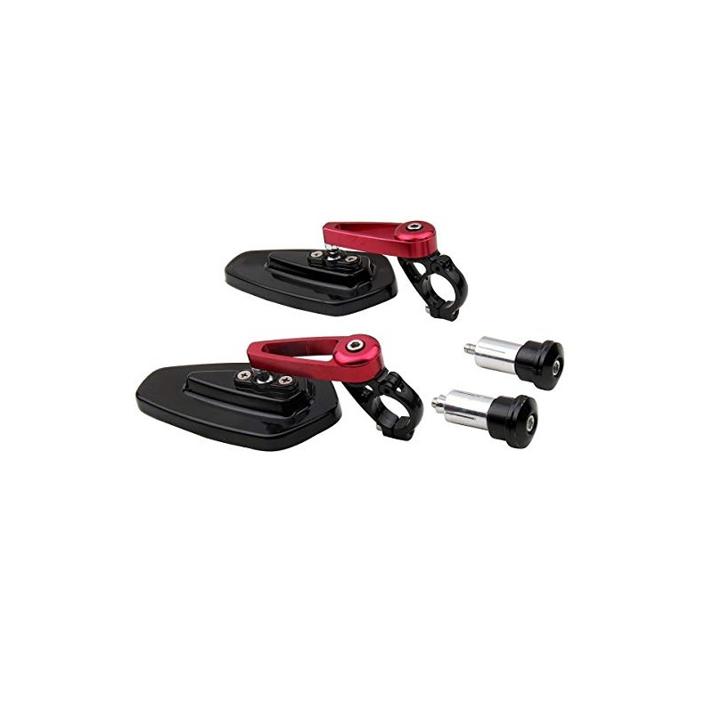 MotorToGo Black Arrow Bar End Mirrors with red stem Compatible