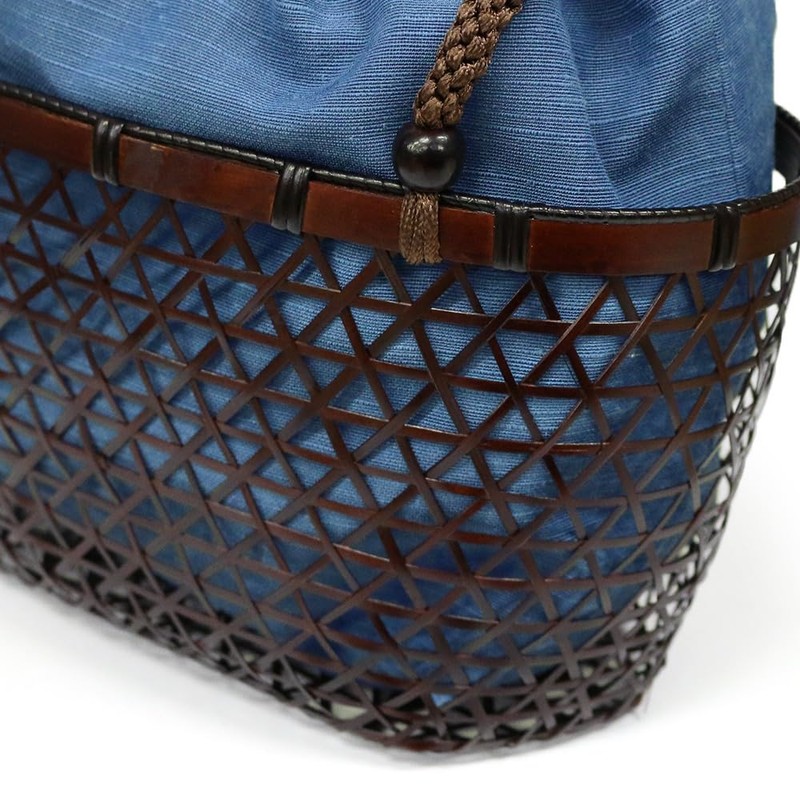 Yukata Hamper Drawstring Bag Linen Rayon Plain Adult Basket Bag