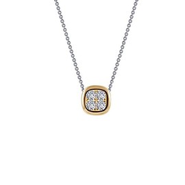 Lafonn Classic Sterling Silver 2-Tone Plated Simulated Diamond Necklace (0.06 CTTW)