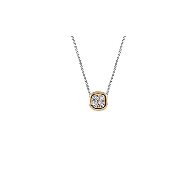Lafonn Classic Sterling Silver 2-Tone Plated Simulated Diamond Necklace (0.06