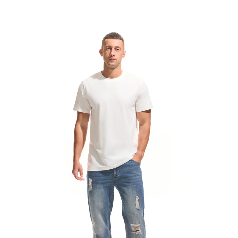 VEIISAR Men's Midweight Crew Neck T-Shirt - 210GSM Soft Cotton