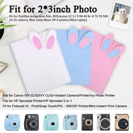 64 Pockets Mini Photo Album Fit for instant 2x3 Inch Photo, Kpop Photos Card Holder, Cute Rabbit Small Photo Album for Mini 12 11 9 40 90 8 7 Evo LiPlay Instant Camera (Blue,64 Pockets)