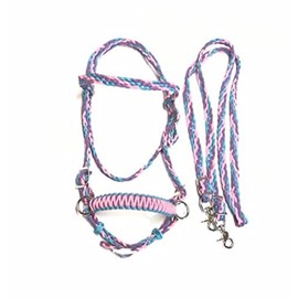 HORSE bitless bridle horse tack side pull hackamore light pink lilac and turquoise