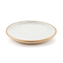 DEMDACO Inspired Everyday Collection Remembrance Round White with Raw Clay Bottom 4 x 4 Stoneware Inspired Round Trinket Dish Jewelry Tray