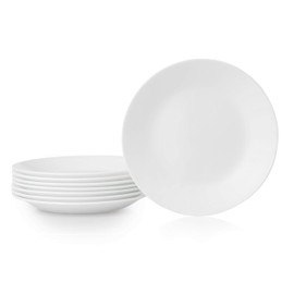 Corelle Vitrelle 8-Piece (6.75") Salad Appetizer Plates Set, Triple Layer Glass and Chip Resistant, Lightweight Round 6-3/4-inch Plates, Winter Frost White