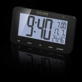Explore Scientific Wireless Table Clock with Display RDC1004 Alarm and Snooze Black