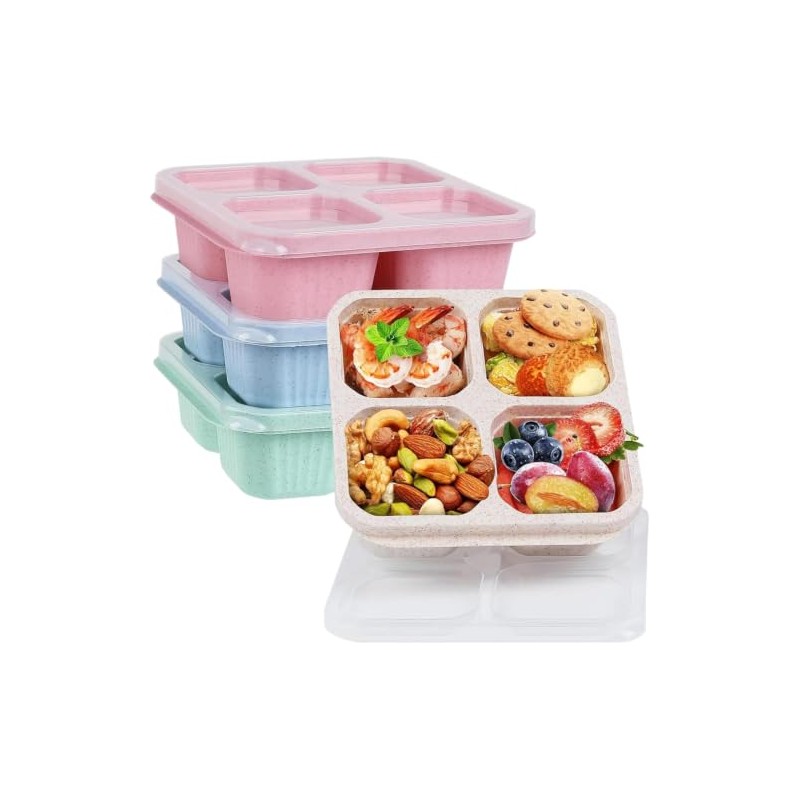 4 Pcs Recipientes para Aperitivos,4 Compartimentos para Almuerzo
