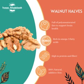 Sussex Wholefoods Walnut Halves 500g: Premium Quality, Nutritious Superfood Delight!
