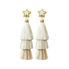 FDEETY Christmas Trees Dangle Drop Earrings Christmas Tassel Earrings Christmas Gifts Jewellery Gifts Christmas Party for Women Girls, Pearl