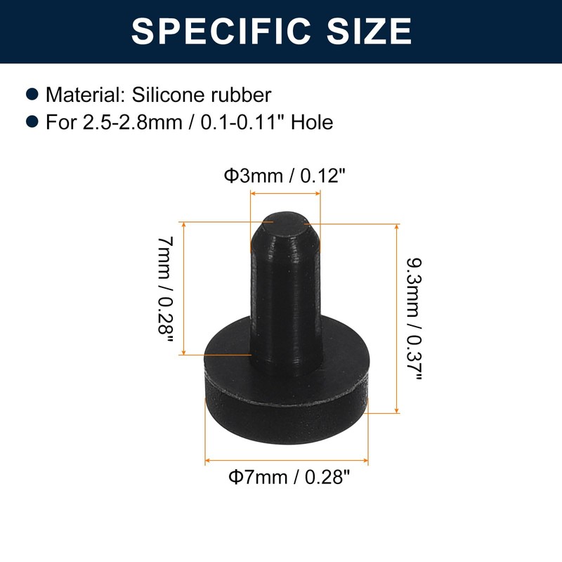sourcing map 16 Pieces Black Rubber Stopper, 3mm Plug Holes