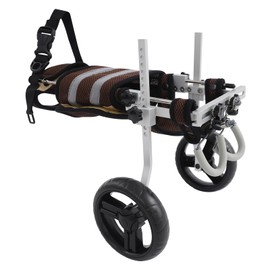 Upgraded Dog Wheelchair for Back Legs - Adjustable Rear Support with Heavy-Duty Bearings, Reflective Safety Strips, Lightweight Frame for Disabled/Injured Small Dogs (Gray+Brown)