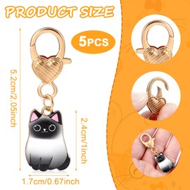 Abeillo 5Pcs Cute Cat Key Chain Kawaii Cat Charms Strap Women Girls Small Metal Keychain for Backpack, Wallet, Keychain Pendant
