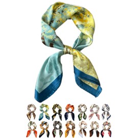 TERTIS Women's Scarf, Silk-like, 27.6 x 27.6 inches (70 x 70 cm), Square, Bandana, Neckerchief, Casual, Work, Office, Versatile, Spring, Summer, Autumn, Bag Decoration, Hair Ornament, Satin Fabric