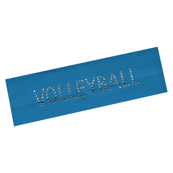 VOLLEYBALL Rhinestone Stretch Headband (Turquoise)