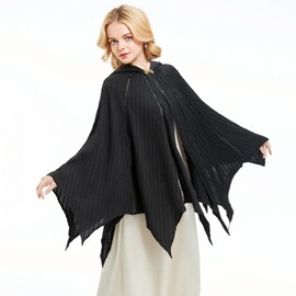 Cosplay.fm Women Renaissance Hooded Cape Medieval Cloak Soft Knitted Cloak Viking Cape Cosplay Costumes Outerwear (Black, L-XL)