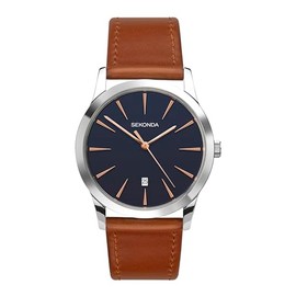 Sekonda Mens Quartz Watch, Analogue Classic Display and Tan PU Strap 1559.27