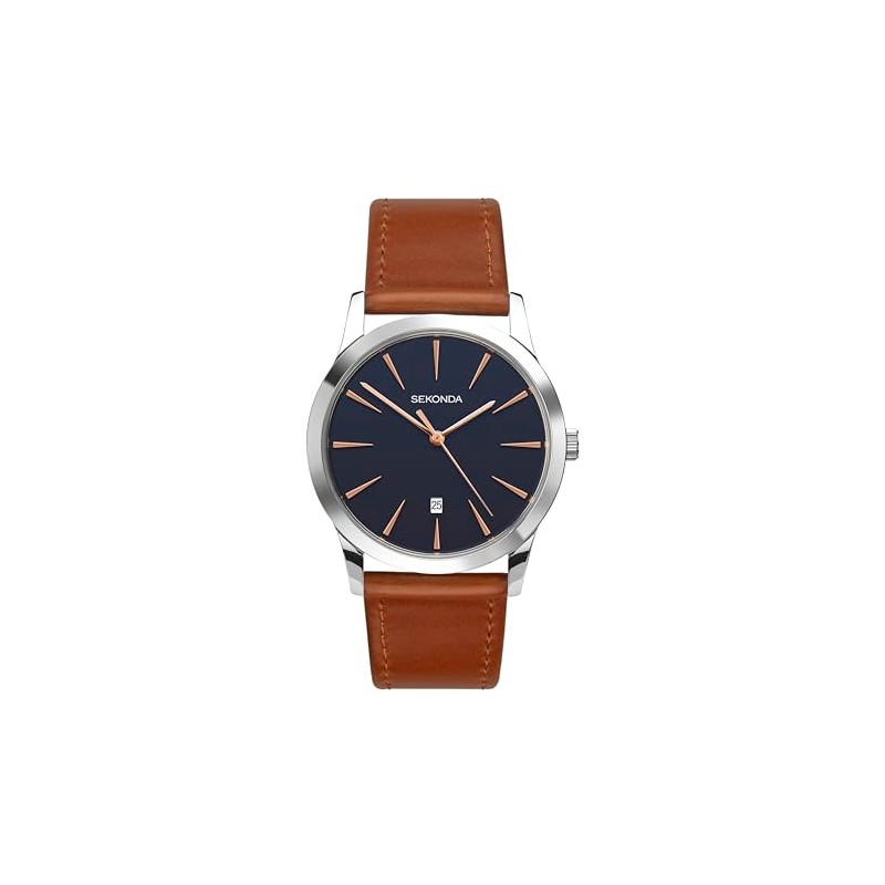 Sekonda Mens Quartz Watch, Analogue Classic Display and Tan PU
