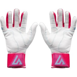 CEPTORS South Beach Batting Gloves Long Cuff- Premium Nappa Leather, Handcrafted, Water-Resistant - Durable Professional Baseball Gloves - Youth S-Long Cuff - White/Turq