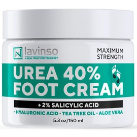 Lavinso Urea Cream 40 Percent for Feet with Maximum Strength - Foot Cream for Calluses and Dry Cracked Heels - Rough Skin Repair for Men and Women