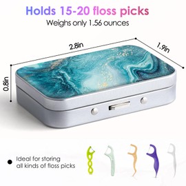 Gerkia Dental Floss Portable Case, Easy to Store Floss Picks of Various Sizes, Portable Dental Floss Dispenser is Perfect for Travelling, Hotels, Dinners, Appointments.Blue Ocean
