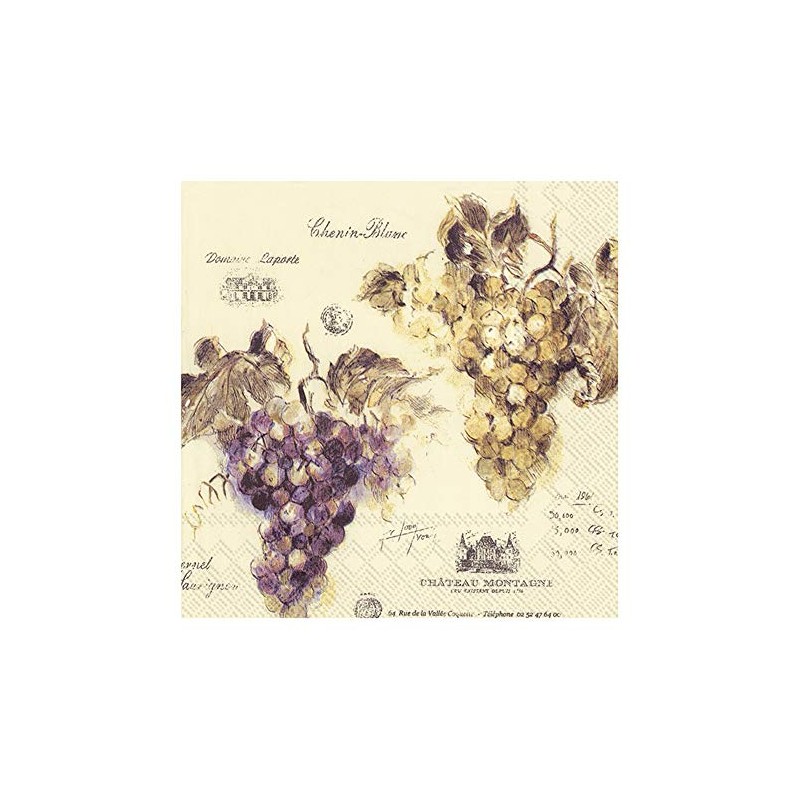 20 Napkins Vin de France - Grapes in Vintage Look