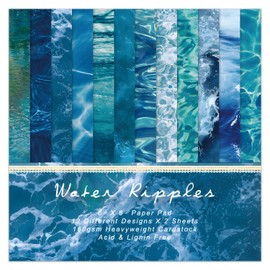 Blue Scrapbooking Paper Pad - 24 Sheets 6"x 6" Sea Patterned Decorative Decoupage for Wrapping Folded Cardmaking Supplies Gift Cardstock DIY Crafts Scrapbook Photo Album