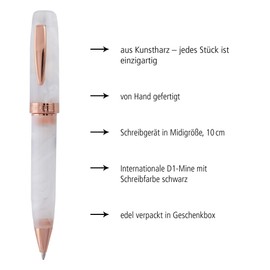 Online Bohemian Art White Rose 44034 Ballpoint Pen Made of Resin and Acrylic I High-Quality Twist Ballpoint Pen with Black Refill I able Large Refill I in Elegant Retro Gift Box