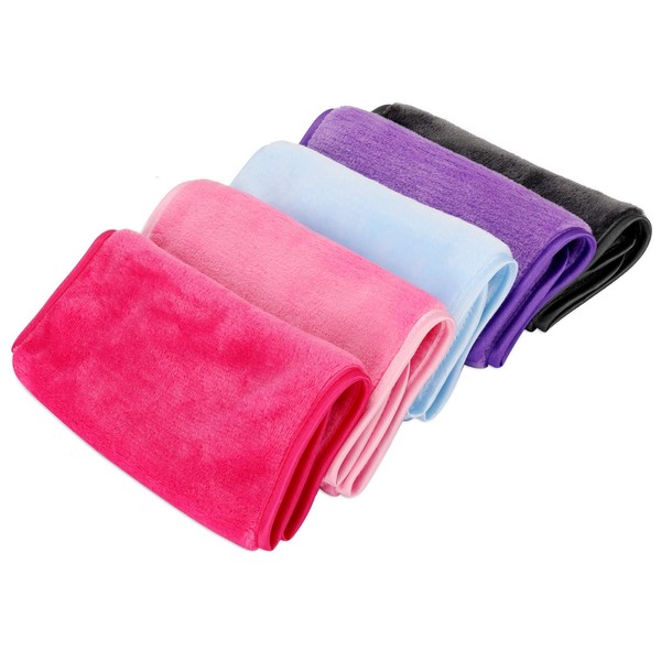 Microfibre Make-Up Wipes for Make-Up Removal (Pack of 5), Makeup Remover Cloth, Make-Up and Clean with Water Only, Hypoallergenic, Washable & Reusable Microfibre Face Cleansing Cloth